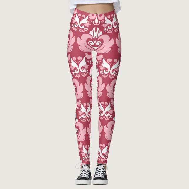 Leggings Floral roja: amarillo pálido sin foco (Anverso)