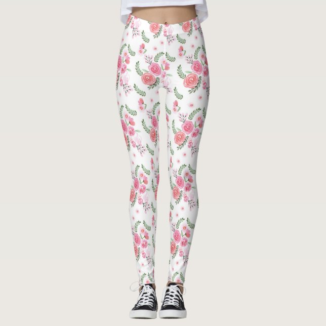 Leggings Floral rosa acuarela (Anverso)