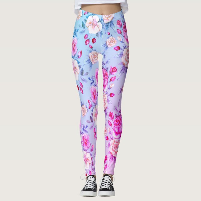 Leggings Floral rosa azul claro (Anverso)