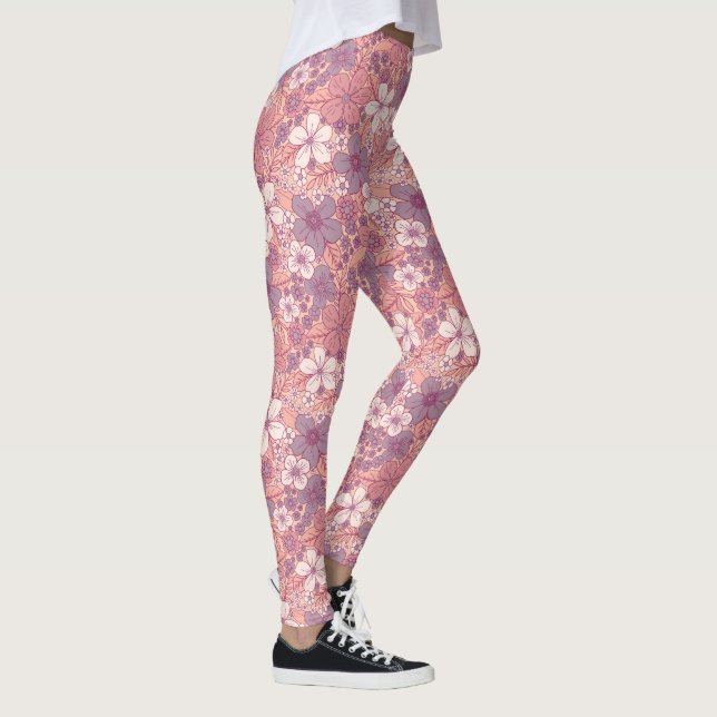 Leggings Floral rosa y morada pastel (Derecha)