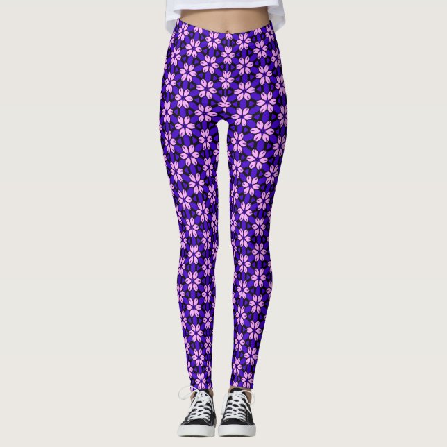 Leggings Floral rosa y púrpura (Anverso)
