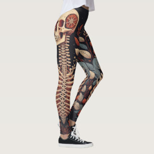 Leggings Floral Skeleton Halloween Skull Ribcage