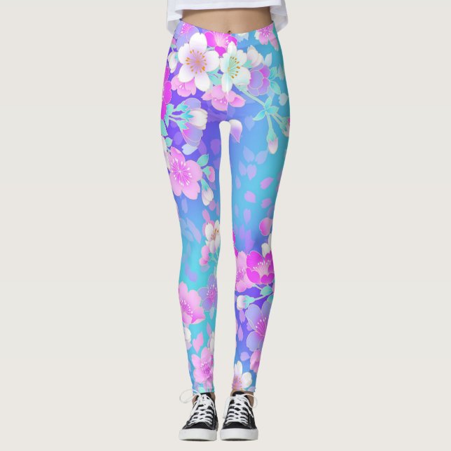 Leggings Floral sobre azul (Anverso)