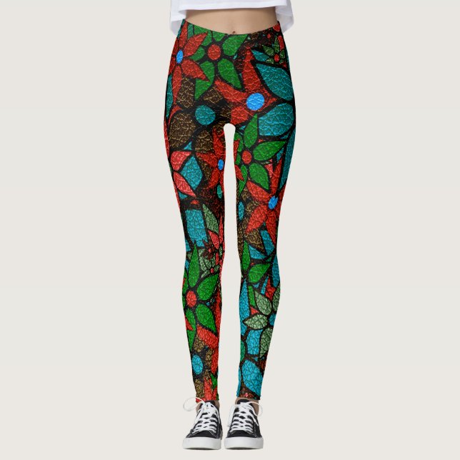 Leggings Floral turquesa verde naranja (Anverso)