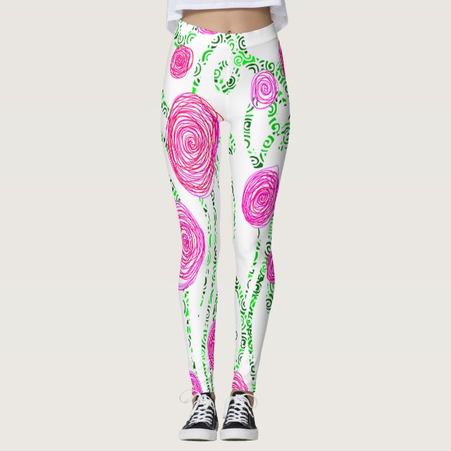 Leggings Floral verde y rosa (Anverso)