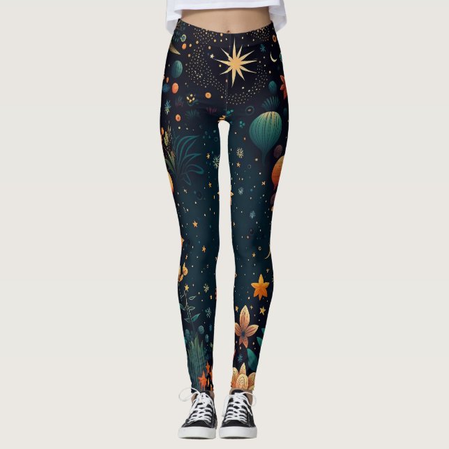 Leggings Floral y estrellas nocturnas (Anverso)