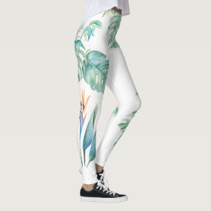 Leggings Floral y vegetación de acuarela tropical