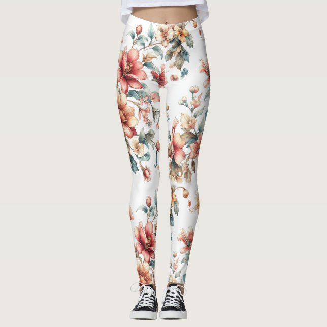 Leggings Florales Acuarela: Estilo que Florece (Anverso)