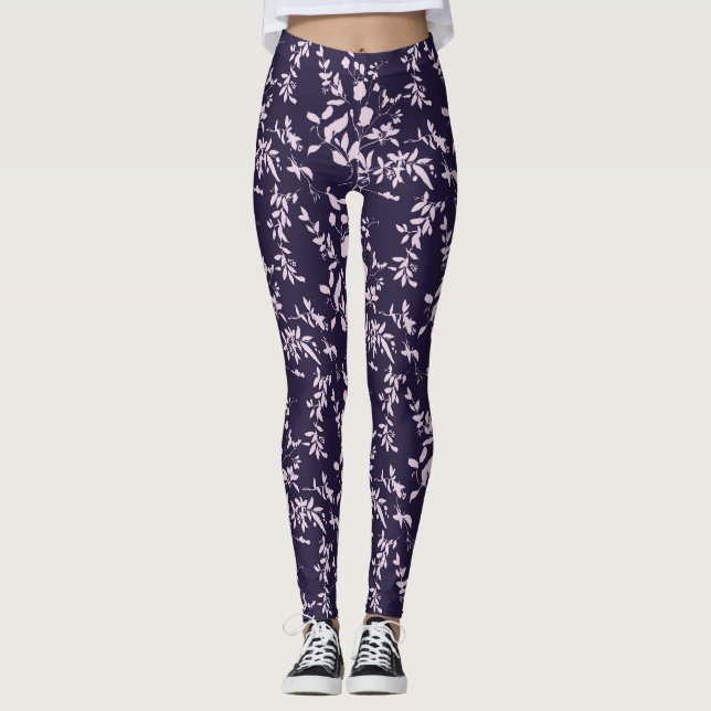 Leggings florales azules/rosas para mujeres (Anverso)