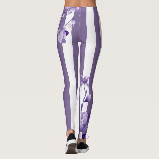 Leggings Florales Blancas Moradas (Reverso)