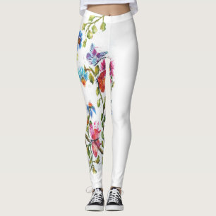 LEGGINGS FLORALES BLANCOS CON UNA AVE AMARILLA
