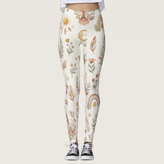 Leggings Florales Boho Acuarela Arcoíris Pastel