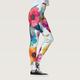 Leggings Florales Botánicos Coloridos de Acuarela