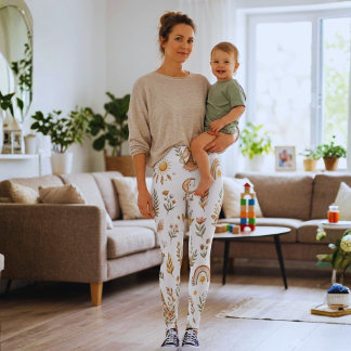 Leggings Florales de Arcoíris Pastel Acuarela Boho