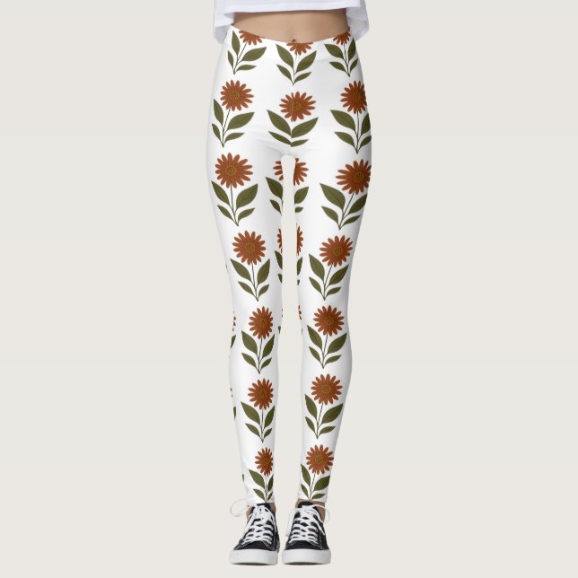 Leggings Florales de Naranja Cálida (Anverso)