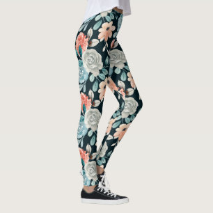 leggings florales de peonía vintage