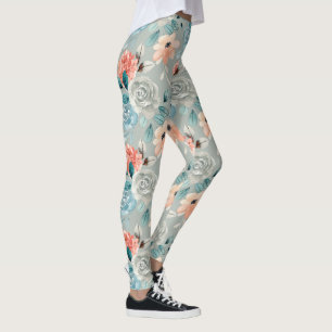 leggings florales de peonía vintage