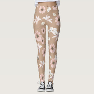 leggings florales de peonía vintage