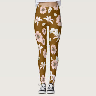 leggings florales de peonía vintage