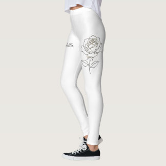 Leggings Florales de Rosa con Nombre Personalizado