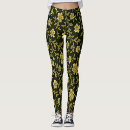 Leggings Florales Negros y Dorados