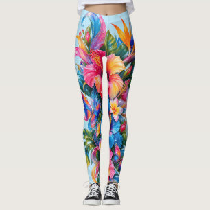 Leggings Florales Tropicales Flora de Hibisco Co