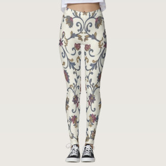 Leggings Florales Vintage de Damasco con Cinta Orn