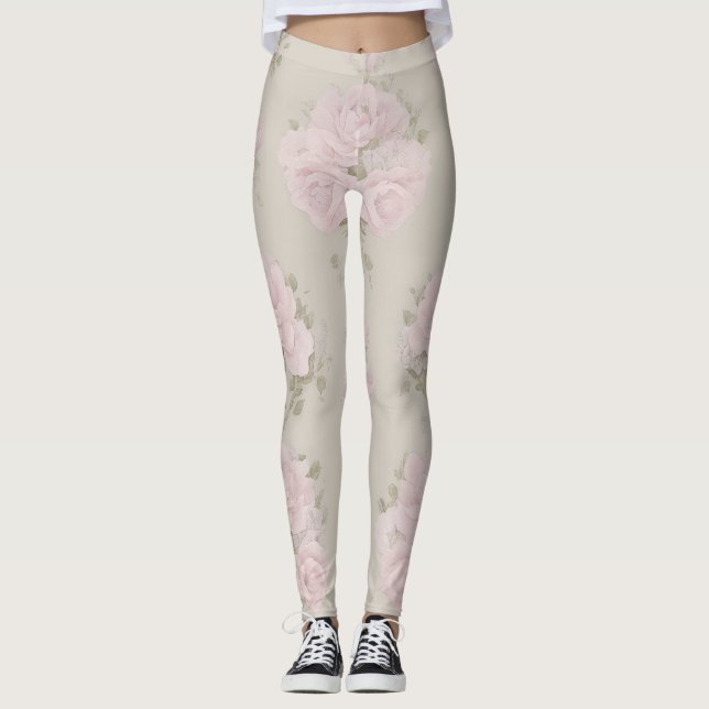 Leggings Floreado Rosa y Verde Agua (Anverso)