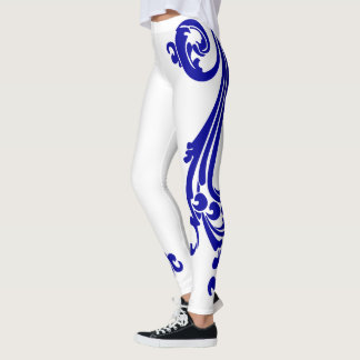 Leggings Florecimiento azul real de clase socialita