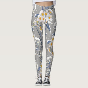 Leggings Florecimiento del Invierno: Delicado Patrón Floral