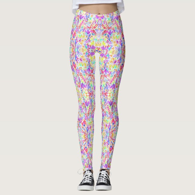 Leggings Flores abstractas pastel (Anverso)