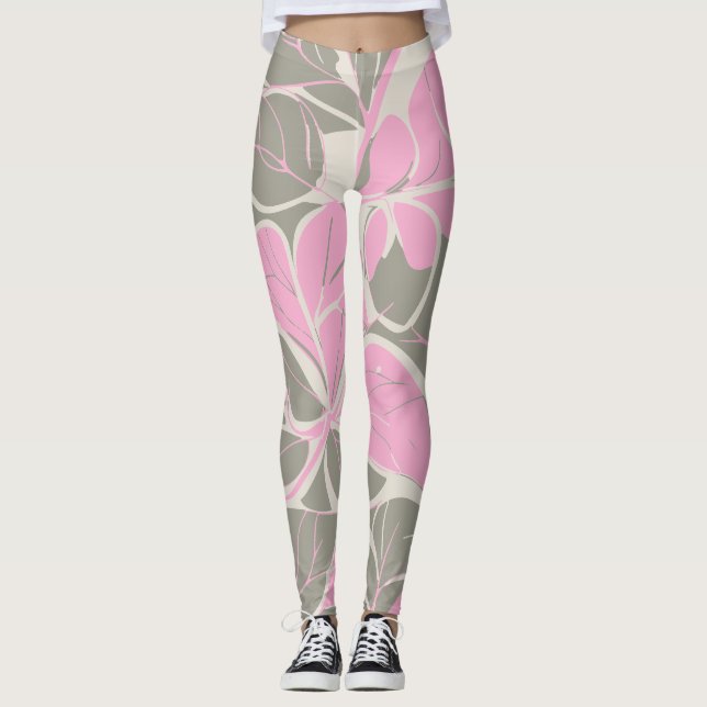 Leggings Flores abstractas rosadas (Anverso)