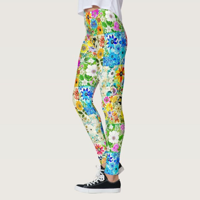 Leggings Flores acuarelas de arte de arte de mosaicos flora (Izquierda)