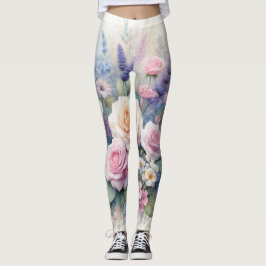 Leggings Flores acuarelas en tonos pastel suaves