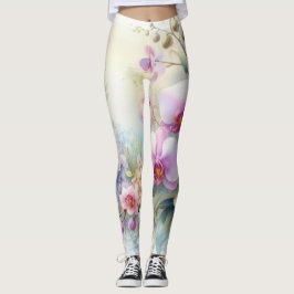 Leggings Flores acuarelas en tonos pastel suaves