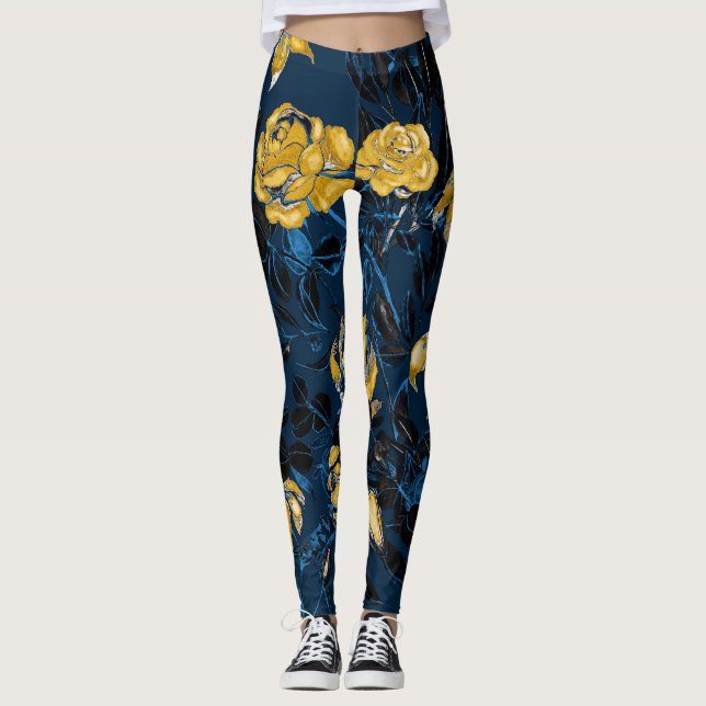 Leggings Flores acuáticas: Patrón de época (Anverso)