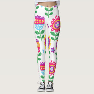 Leggings Flores alegres Patrón de color vintage