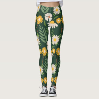 Leggings Flores amarillas con hojas verdes