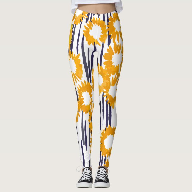 Leggings Flores amarillas: cosecha pintada a mano (Anverso)