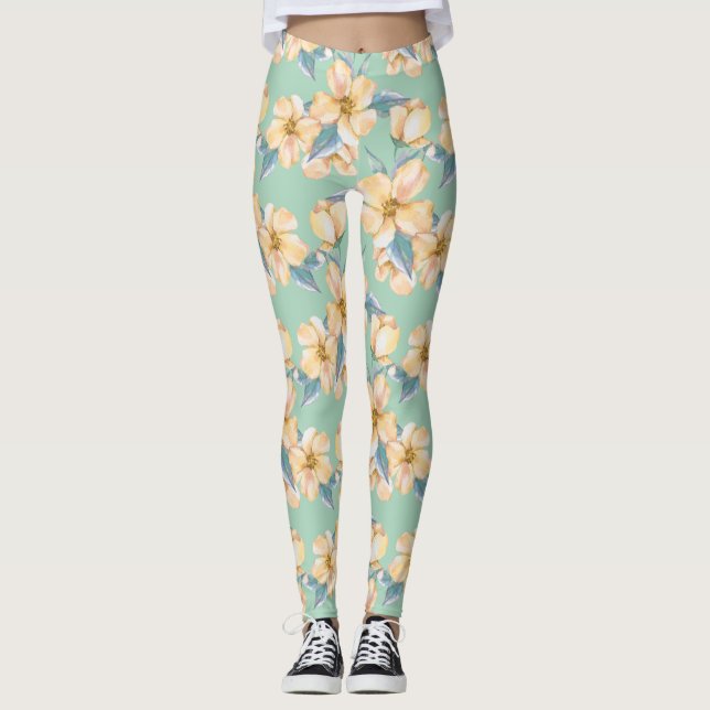 Leggings Flores amarillas. Jardín acuático 1 (Anverso)