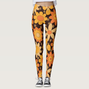 Leggings Flores amarillas y Naranjas retro Groovy