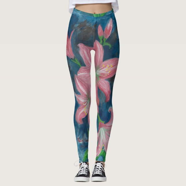 Leggings flores amarillistas rosas (Anverso)
