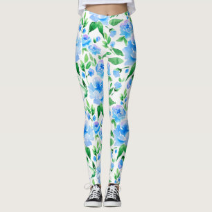Leggings Flores azul acuáticas