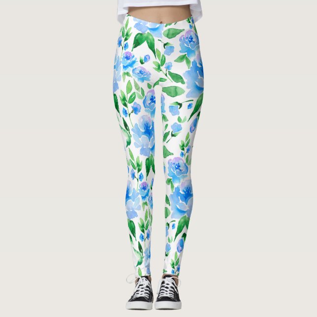 Leggings Flores azul acuáticas (Anverso)