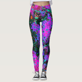Leggings Flores azul de bonito, magenta y Aqua