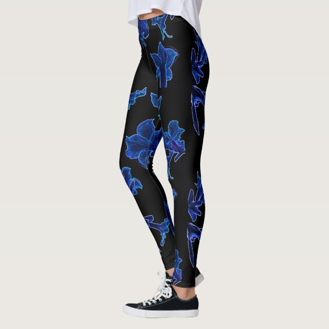Leggings Flores azul neón estilizadas Floral (Izquierda)