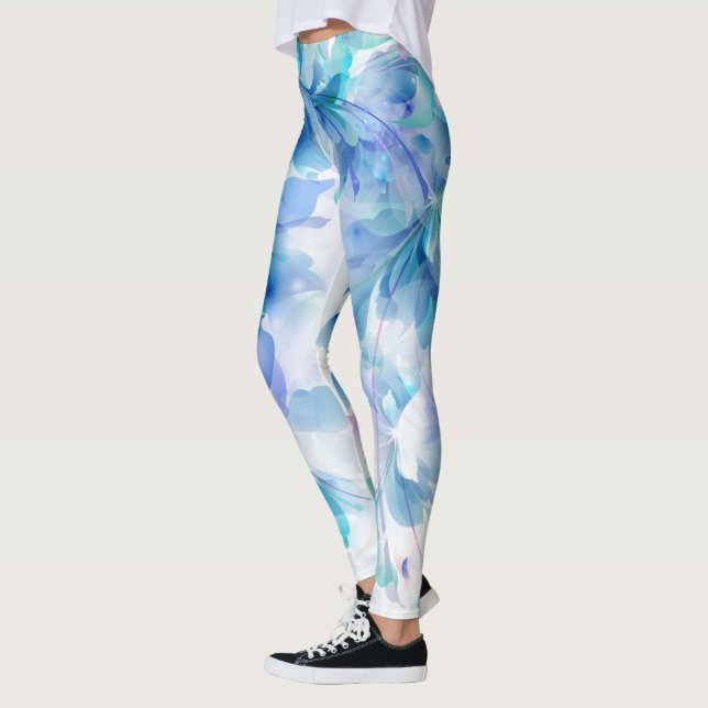 Leggings Flores Azul Púrpura Y Blanca (Izquierda)