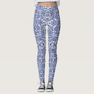 Leggings flores azules andalusíes marroquíes mosaico