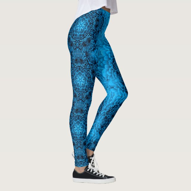 Leggings FLORES AZULES DE DAHLIA Resumen Floral (Derecha)