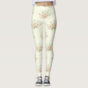 Leggings Flores Azules, Flores Rojas, Patrón De Flores